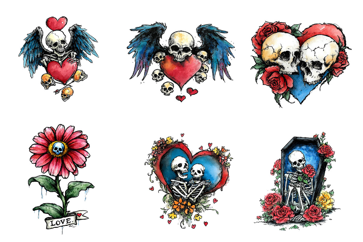 skeleton valentine bundle sublimatio, an Illustration by CreationArt (Photo 2 of 5)