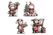 Cute Santa Snowman Christmas Clipart, a Seasonal Illustration by Creative Art (Thumbnail 7 of 7)