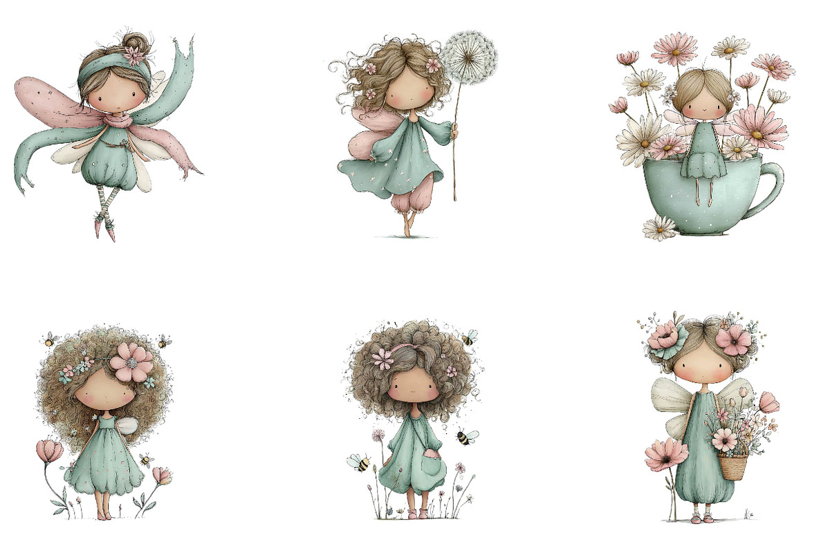 Whimsical Spring Fairy Clipart, an Illustration by CreationArt (Photo 5 of 7)