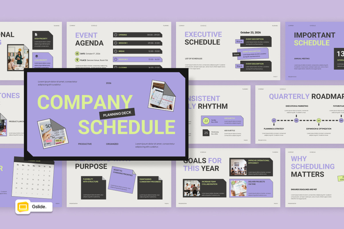 Company Schedule Google Slides, a Presentation Template by Loin Studio (Photo 1 of 4)