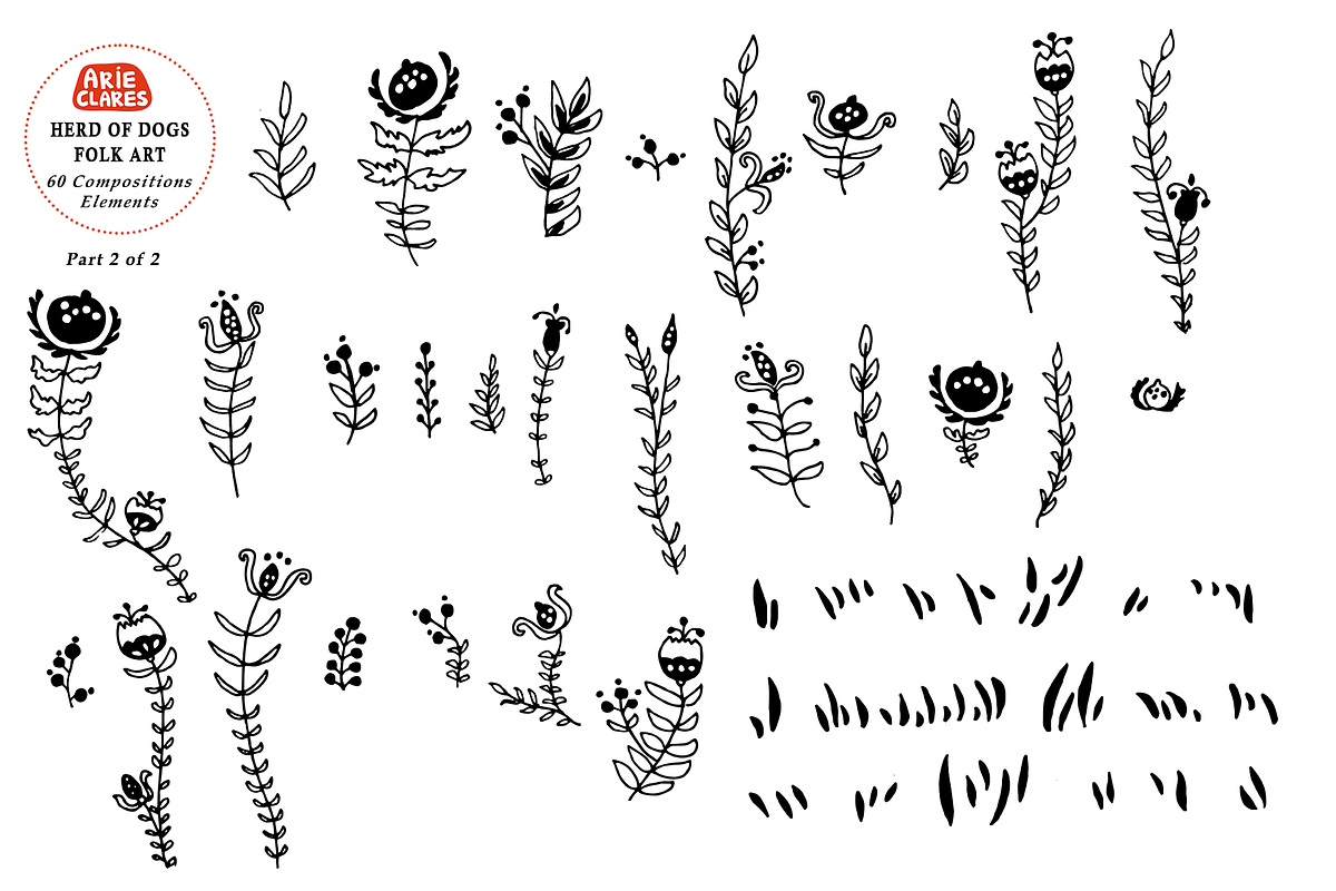 Herd of Dogs Folk Art, a Pattern Graphic by Arie Clares (Photo 8 of 12)