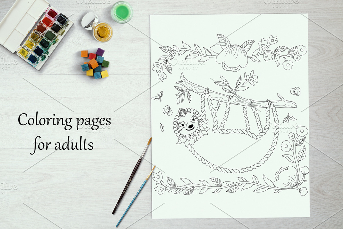 Sloth Coloring Pages, an Animal Illustration by Dasha_D (Photo 2 of 3)