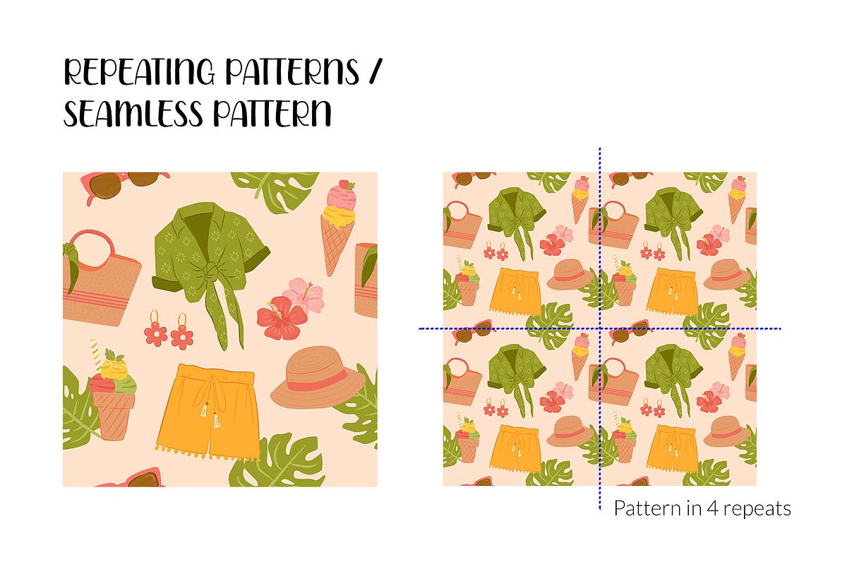 Tropical Summer Pool & Beach Pattern, a Pattern Graphic by CreativeChristiana (Photo 4 of 11)