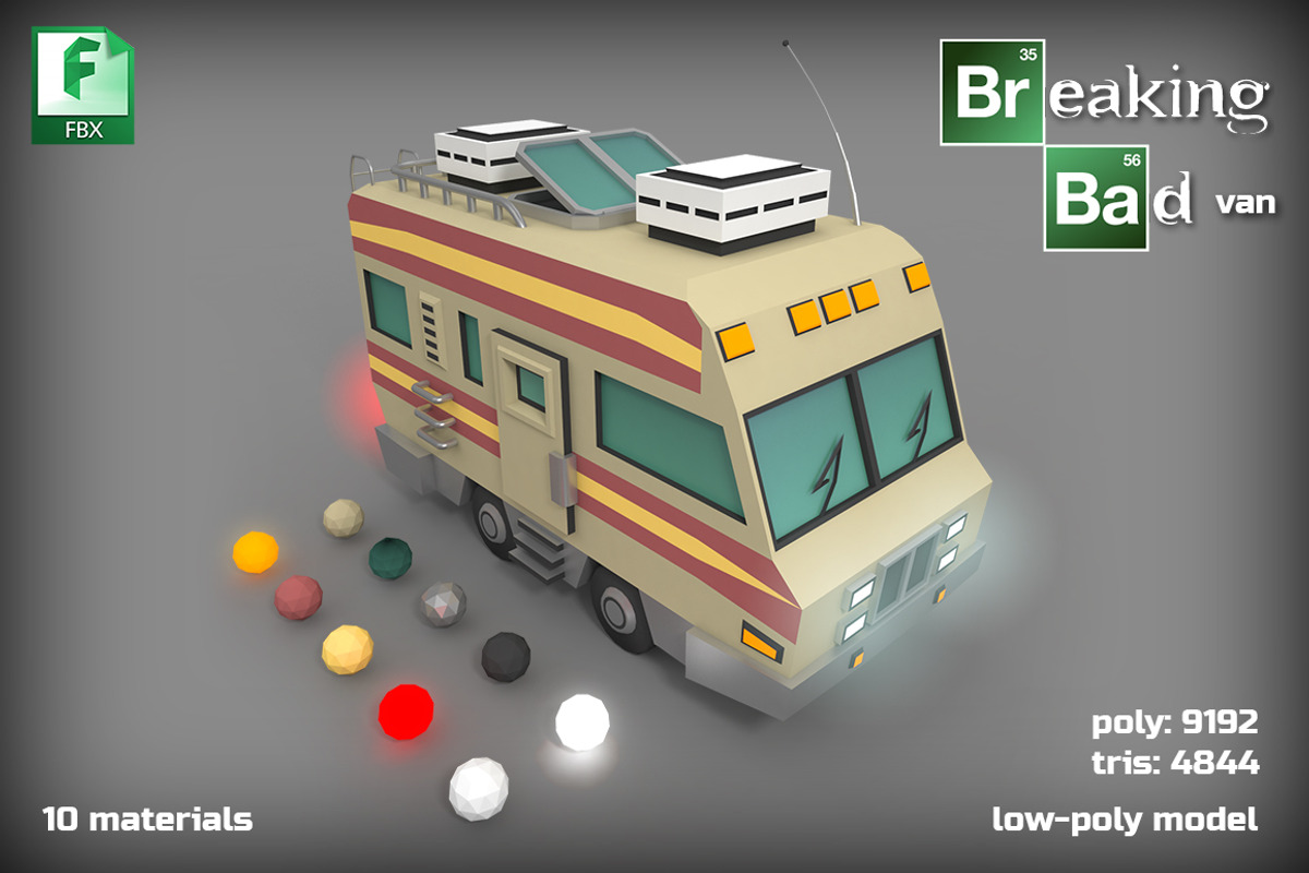 Breaking Bad VAN low-poly car, a Cars & Vehicle 3D Model by stallfish's art store (Photo 1 of 2)