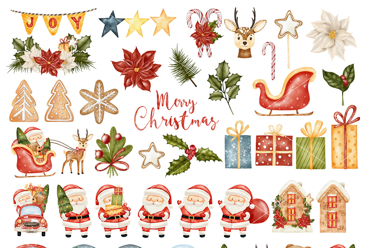 Christmas Watercolor Clipart, a Decorative Illustration by Natalya_Mona_Art (Photo 2 of 7)