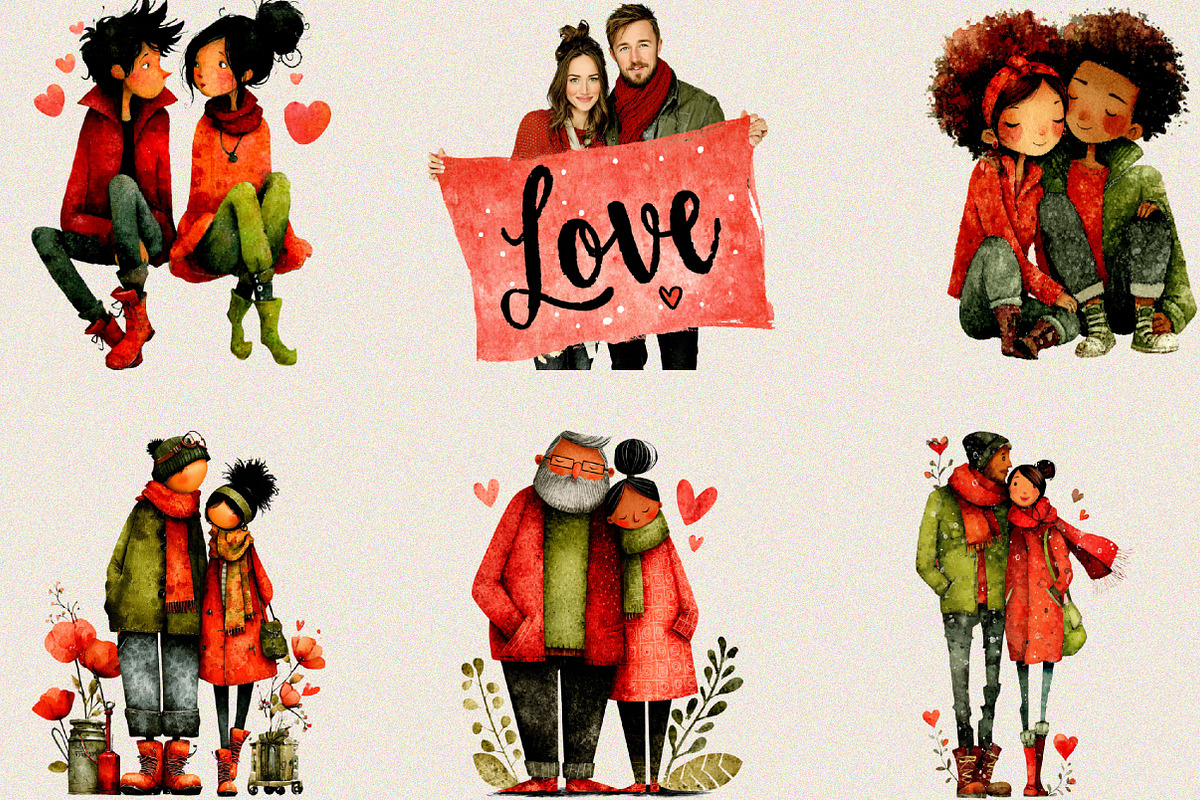 Valentine Cute Couple Clipart Bundle, an Illustration by SVGArt (Photo 8 of 8)