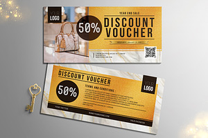 Golden Discount Voucher, a Card Template by Aarley Kaiven