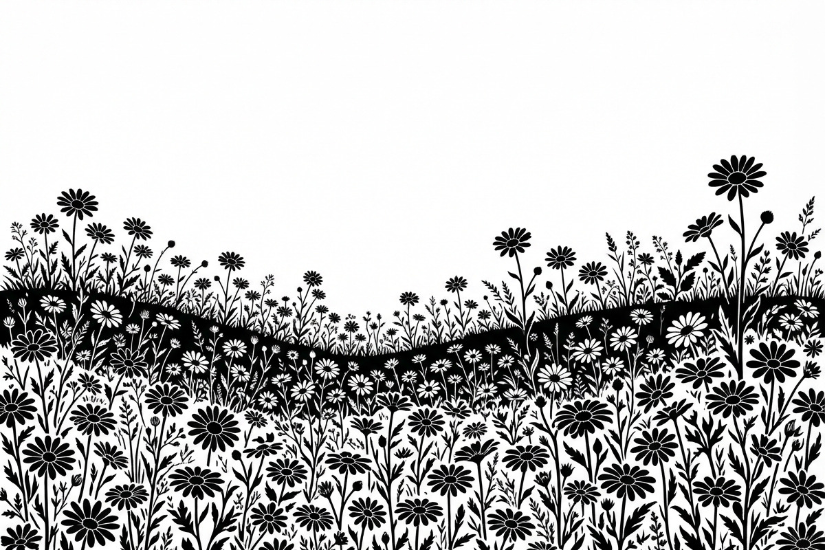 60 Daisy Flower Field Silhouette, a Seasonal Illustration by Amazin_art (Photo 28 of 35)