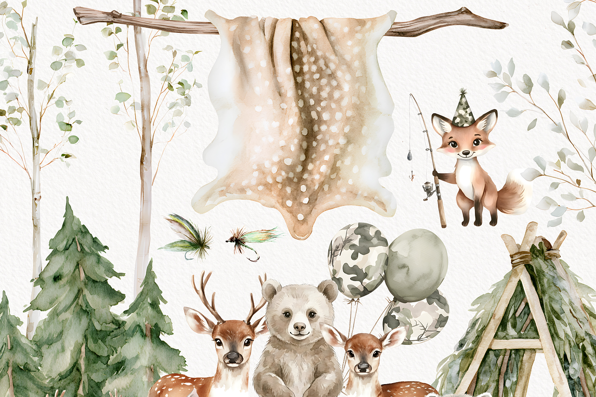 Hunting and fishing birthday, an Animal Illustration by Invite to Clipart (Photo 2 of 10)