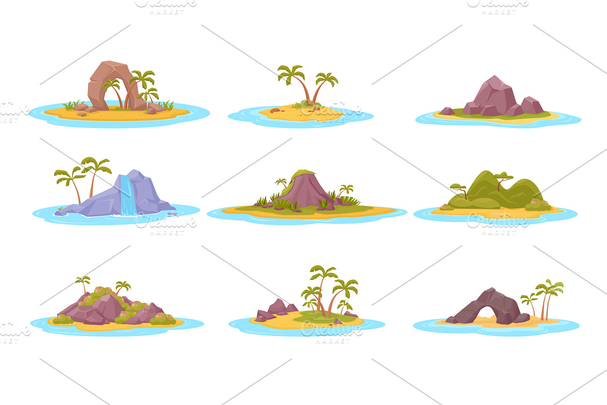 Tropical islands. exotic beaches, an Illustration by Multigon