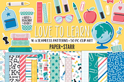 Seamless Back To School Digital Set, a Pattern Graphic by Paper Starr Studio (Thumbnail 1 of 8)