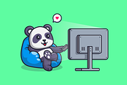 Cute Panda Watching Tv Cartoon, an Animal Illustration by Catalyst Labs (Thumbnail 1 of 3)