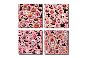 Pink Halloween Pattern Digital Paper, a Pattern Graphic by Dizzy Art Studio (Thumbnail 2 of 3)