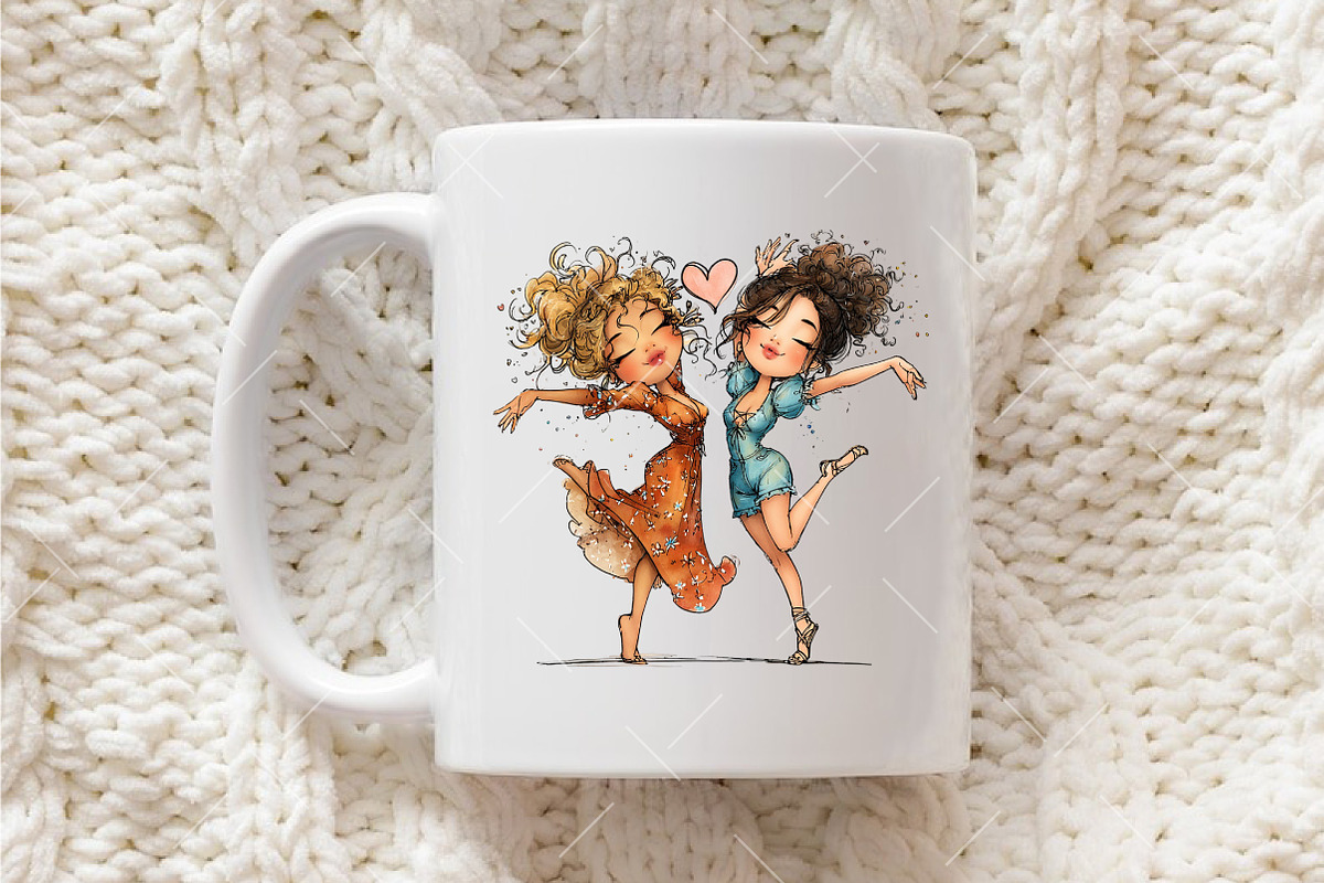 Whimsical Valentine Best Friends Cli, an Illustration by OK Design (Photo 4 of 6)