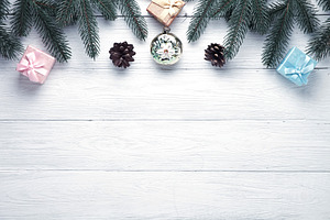 Christmas composition containing greeting, season, and decoration