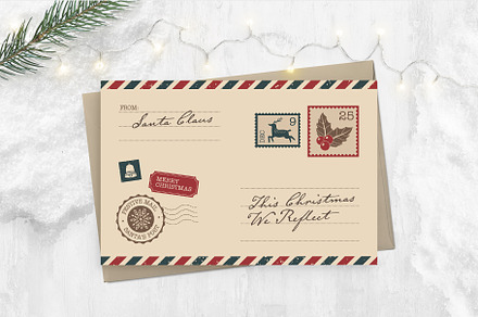 Christmas Vintage Postcard Template, a Card Template by BrandPacks