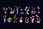 Vases with flowers set, backgrounds, a Decorative Illustration by PaperTrident (Thumbnail 2 of 10)