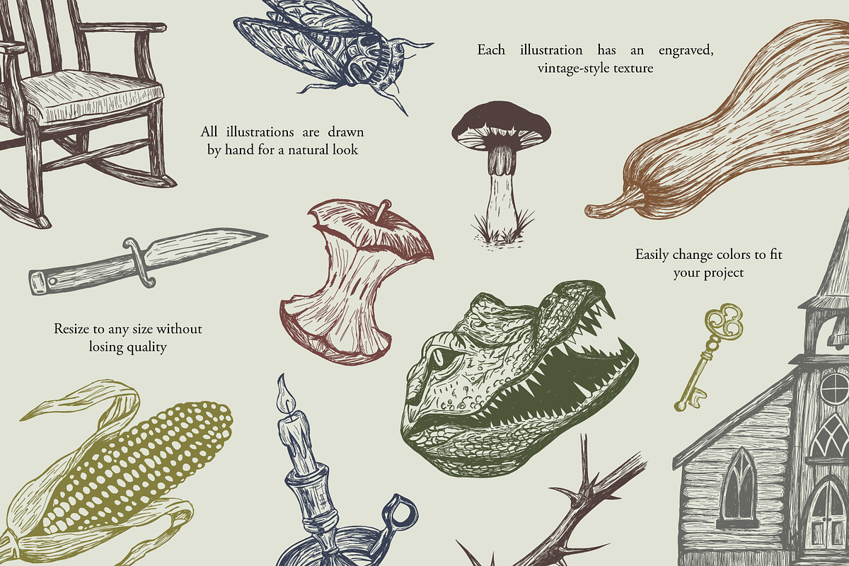 Southern Gothic Graphic Set, a Seasonal Illustration by Valerie (Photo 4 of 8)