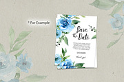 Blue Watercolor Flowers Green Leaves, an Illustration by GraphicsDish (Thumbnail 5 of 5)