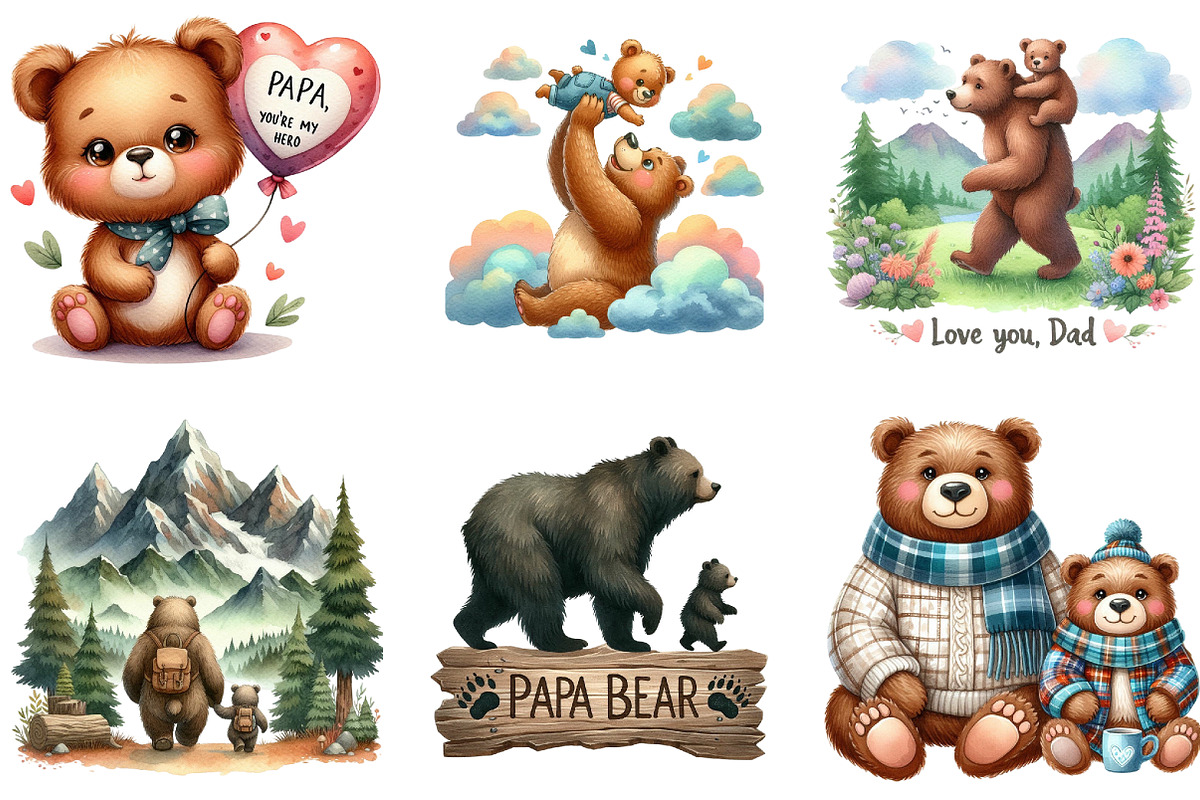 Papa Bear and Baby Bear Father's Day, an Illustration by DreamArtGraphic (Photo 2 of 4)