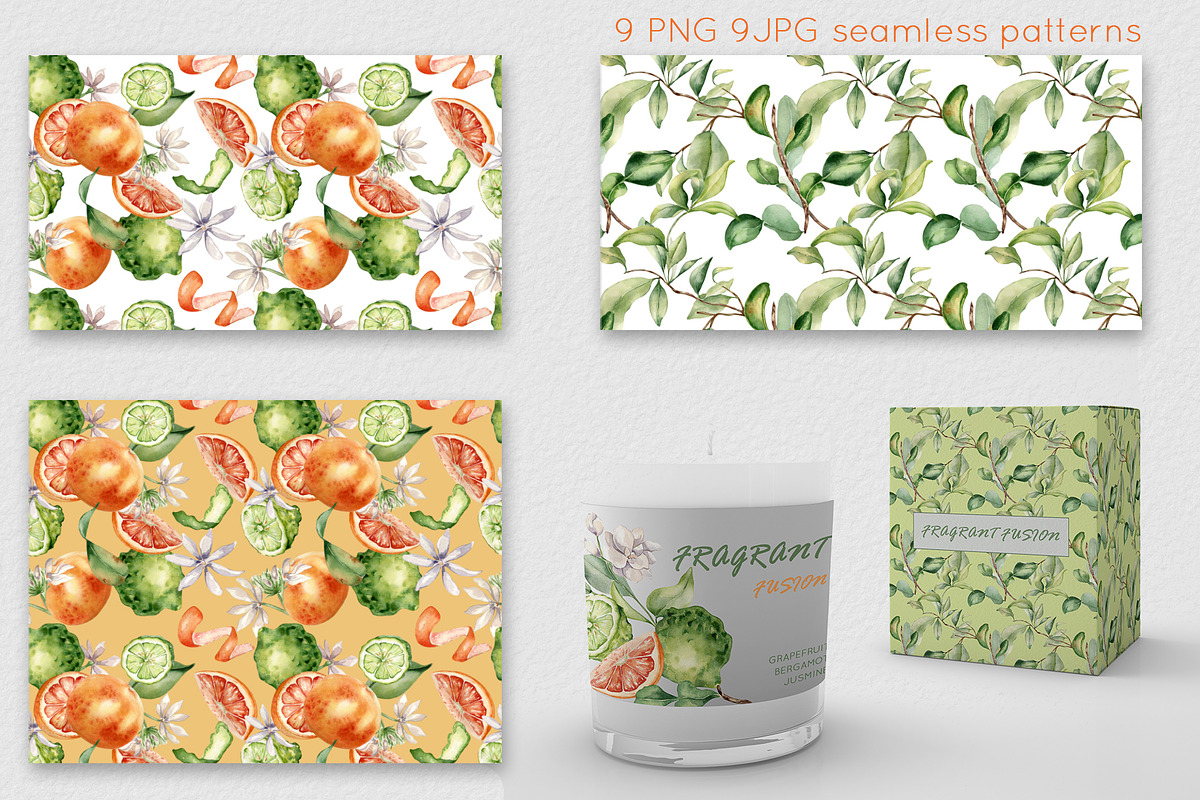 Citrus fruits and flower watercolor, a Decorative Illustration by Kate Lanbina (Photo 16 of 20)