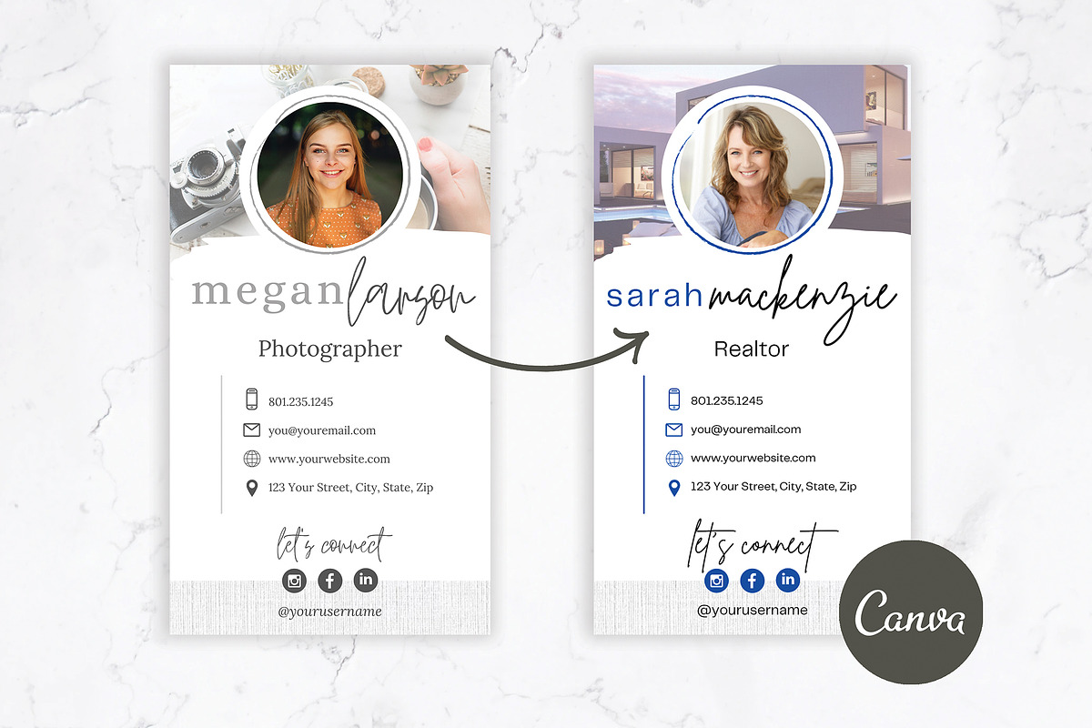 Digital Business Card Template, a Business Card Template by Thirty One Palms Studio (Photo 4 of 6)