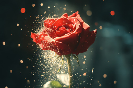 Bright red rose bursts with vibrant, a Photo by Iftikhar Alam