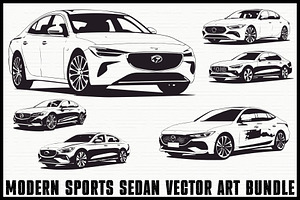 Modern Sports Sedan Vector Set, an Illustration by Gfx_Store