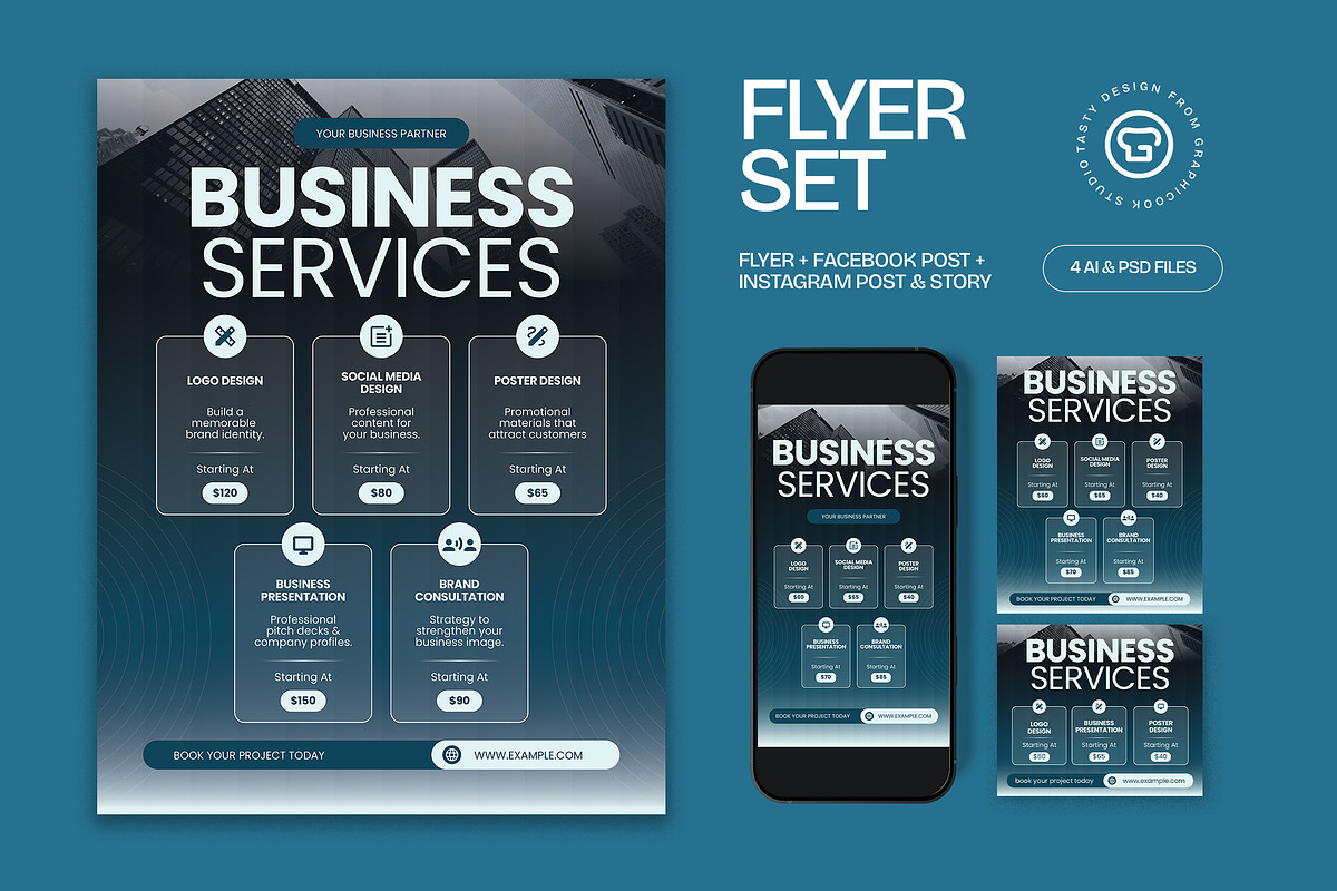 Business Services Price List Flyer, a Flyer Template by graphicook (Photo 1 of 3)