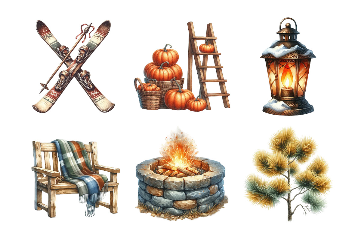 Watercolor Alpine Autumn Clipart, an Illustration by Daily.Designs (Photo 3 of 4)
