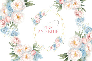 Blue And Pink Flowers Clipart