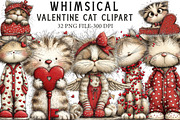 Whimsical Valentine Cat Clipart, an Illustration by Libby Wishes (Thumbnail 1 of 7)