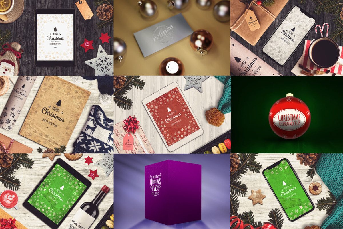 50 PSD Christmas Mock-up Mega Bundle, a Print Template by relineo.mock-ups (Photo 4 of 7)
