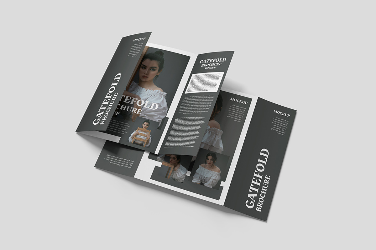 Gatefold Brochure Mockup, an Advertising Mockup by Indah (Photo 2 of 6)