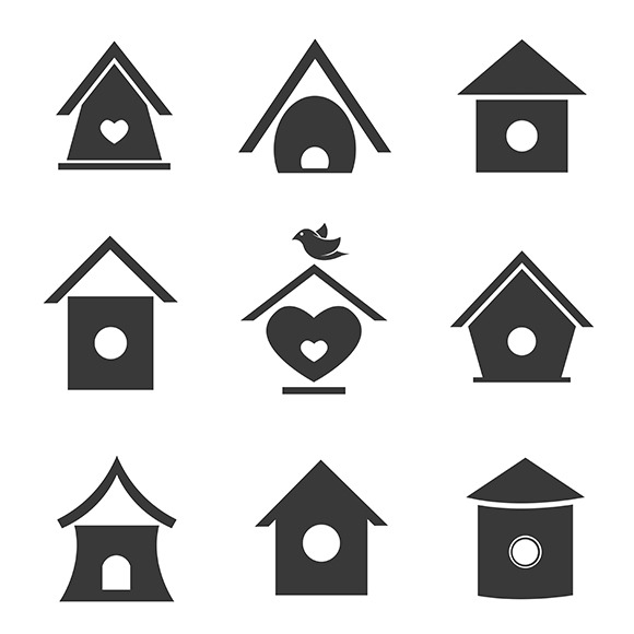 Vector Group Of Bird Houses by Yod67  Creative Market