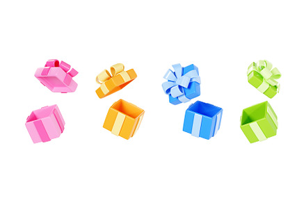 Gift box 3d render illustration set, an Object 3D Model by YuliiaOsadcha