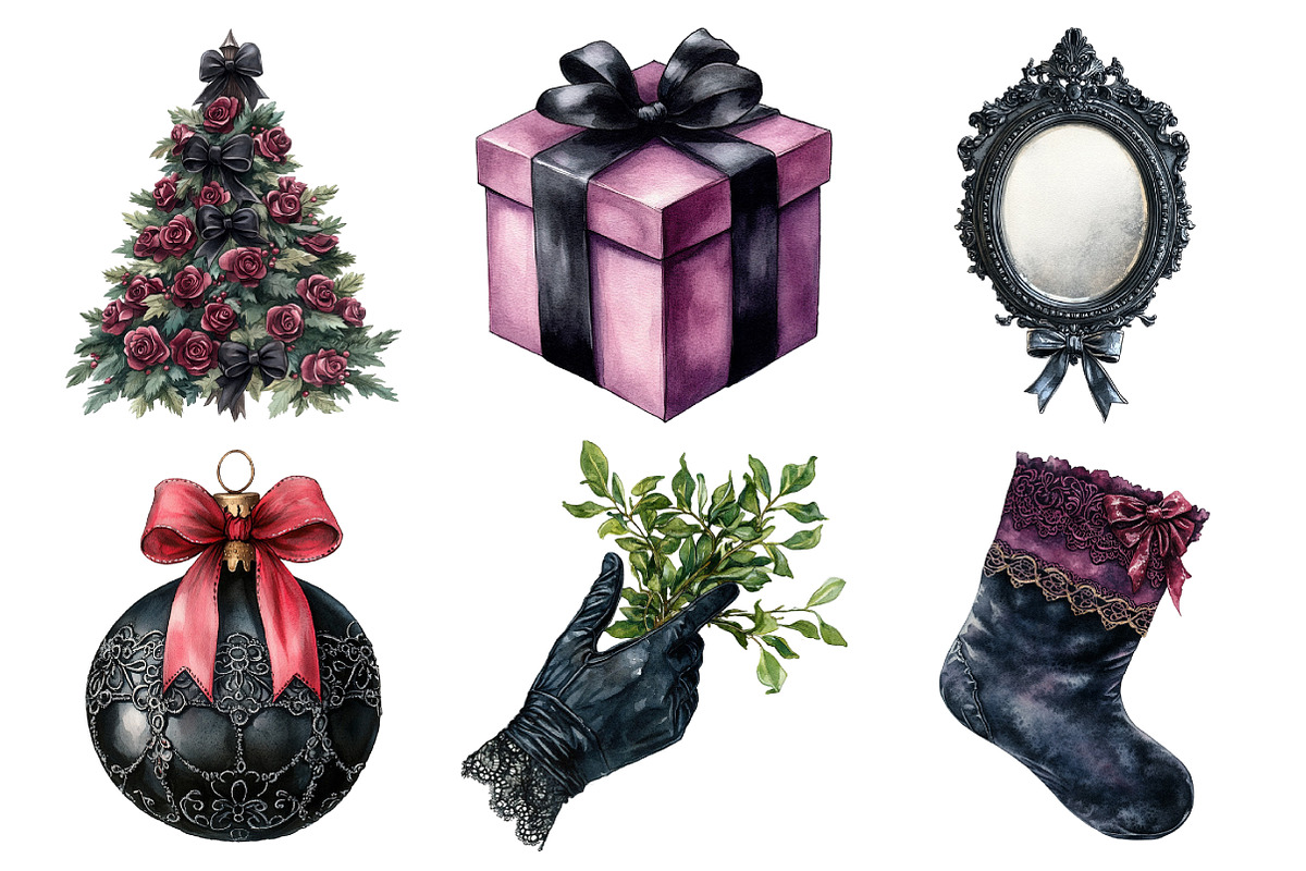 Dark Coquette Noel Clipart, an Illustration by Daily.Designs (Photo 2 of 5)