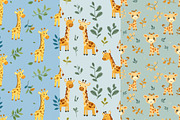 8 Cute Giraffes Seamless Patterns, a Pattern Graphic by Inknfolly (Thumbnail 3 of 5)