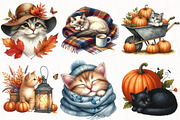Watercolor Autumn Cat Clipart, an Illustration by OK Design (Thumbnail 4 of 5)