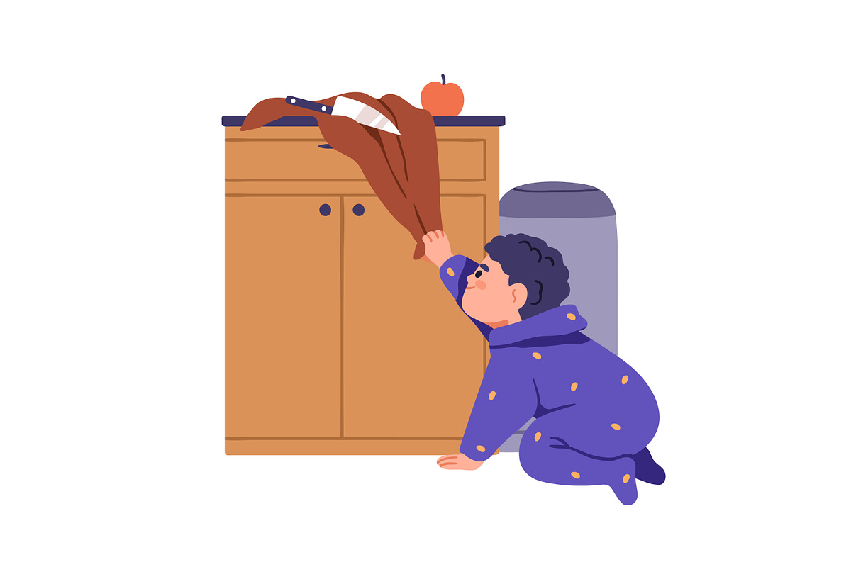 Kids in danger set. Safety concept, a Person Illustration by Good Studio (Photo 5 of 12)