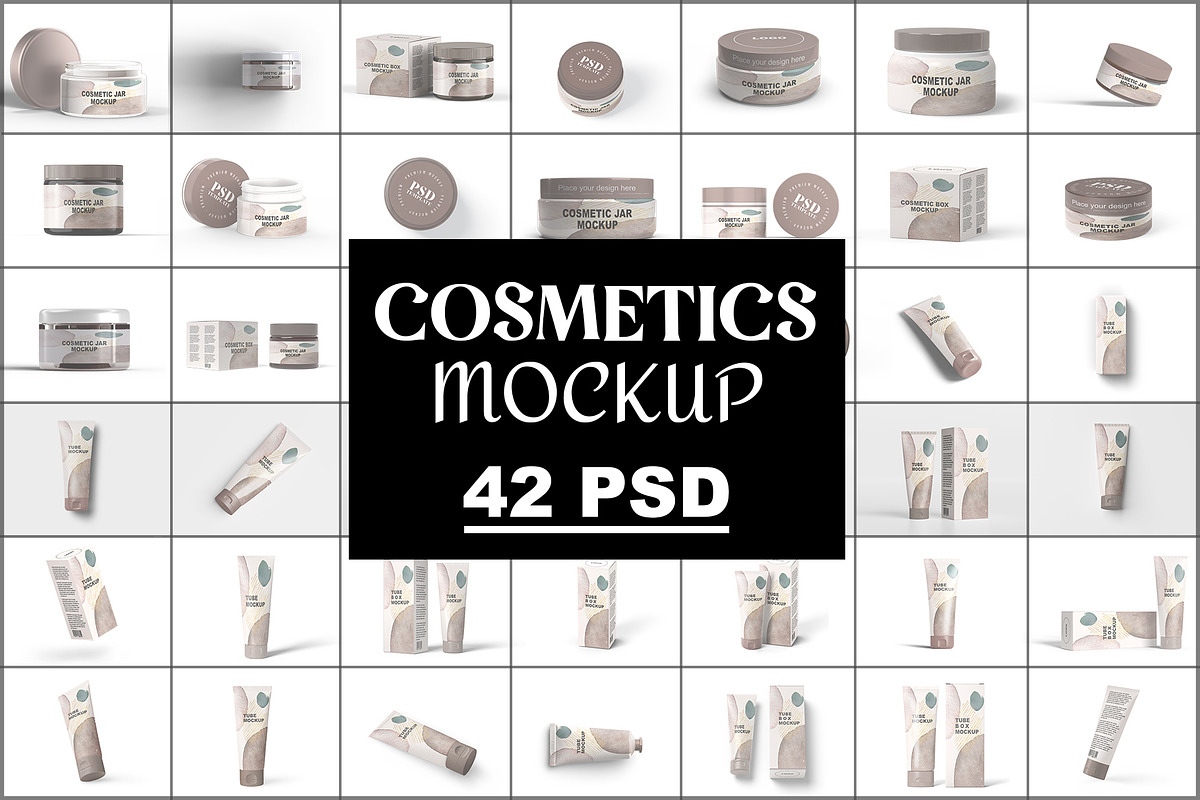 Cosmetic Tube & Jar Box Mockup, a Product Mockup by Mockupfit (Photo 1 of 44)