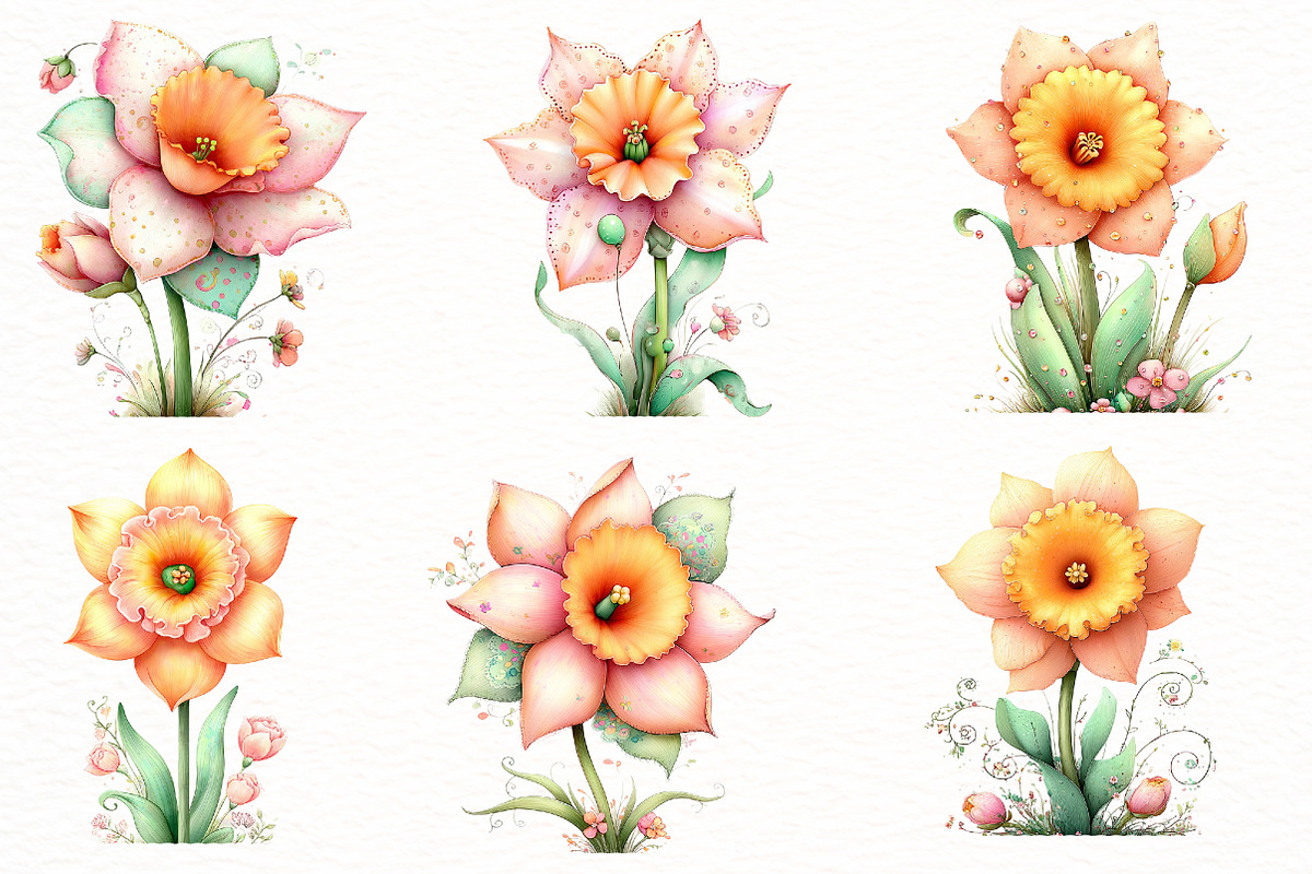 Whimsical daffodil Clipart, an Illustration by Designworld (Photo 2 of 7)