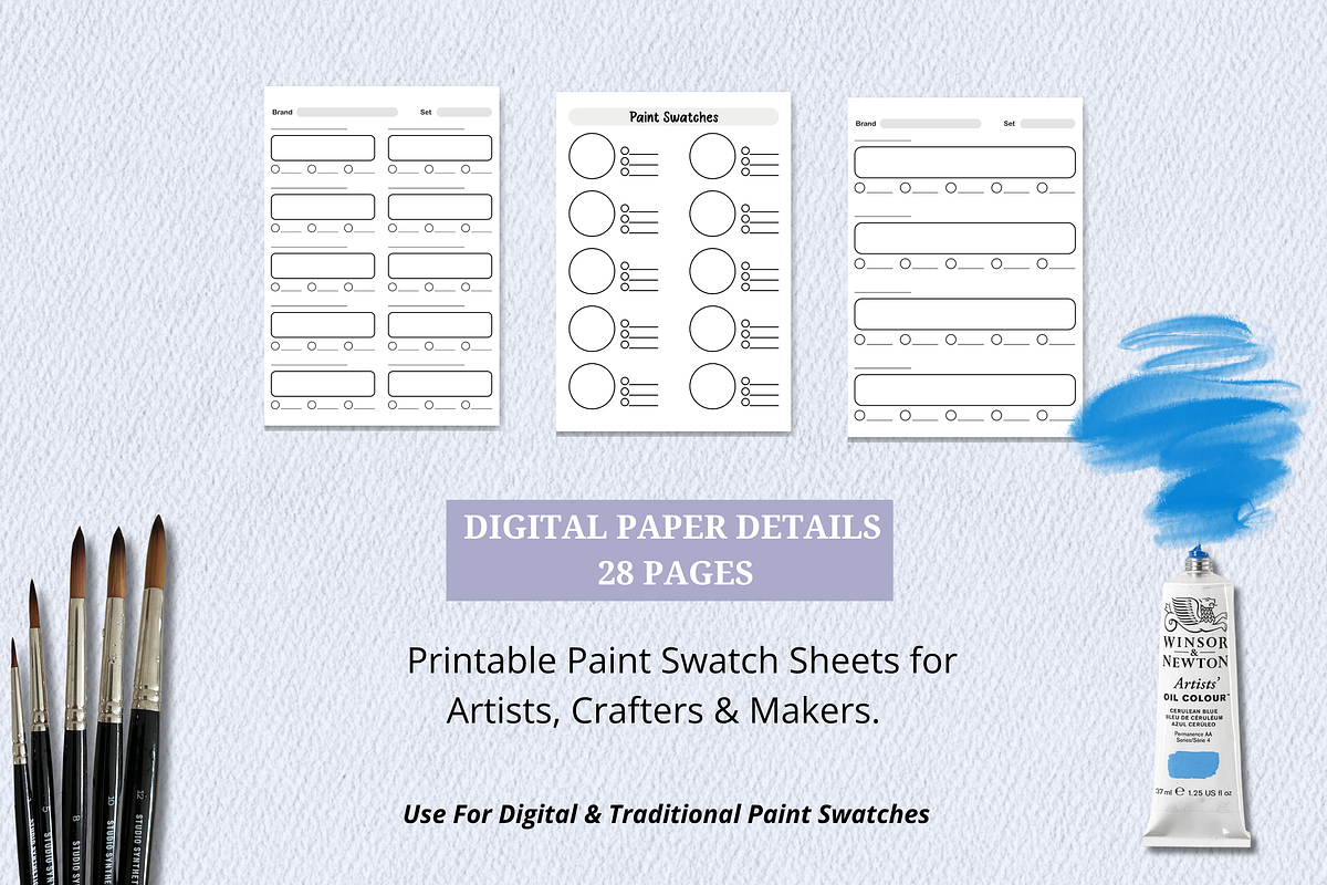 Printable Paint Swatch Sheets Bundle, a Stationery Template by Wicked Creative (Photo 3 of 11)
