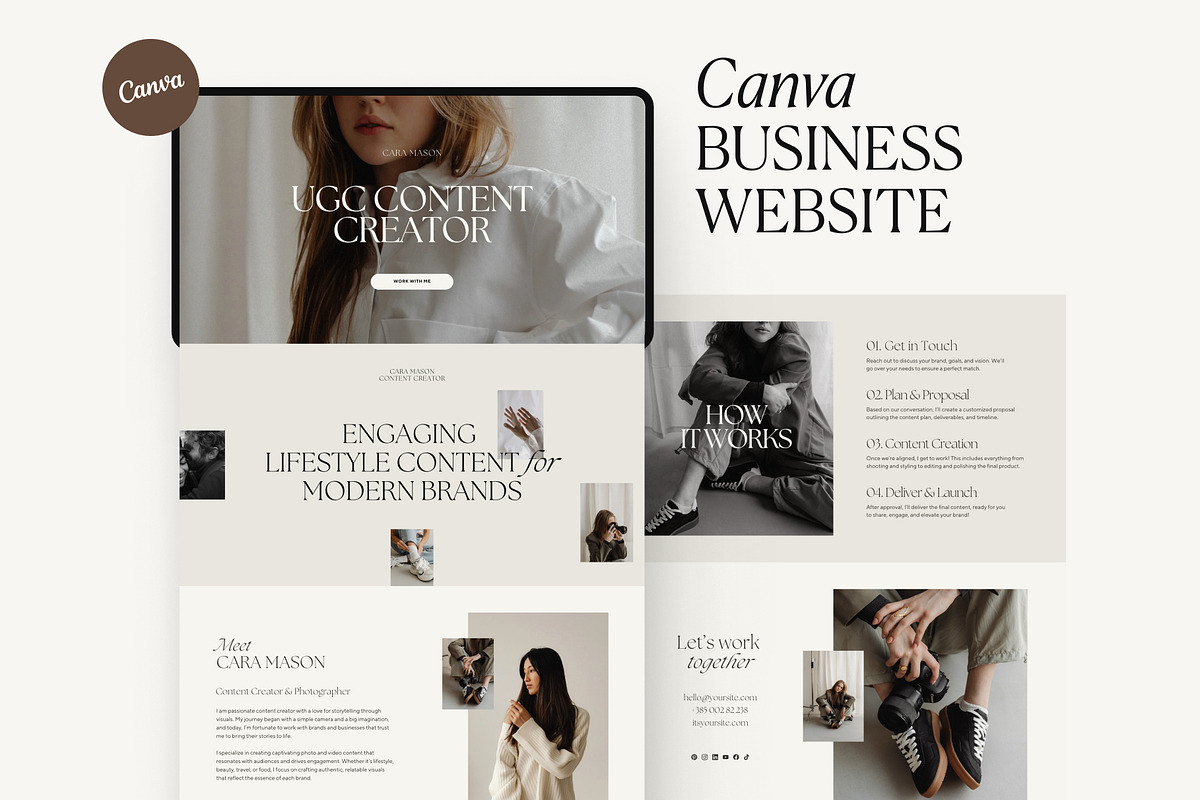 UGC Creator Website Template Canva, a Websites & App Template by The Soft Voice (Photo 1 of 7)