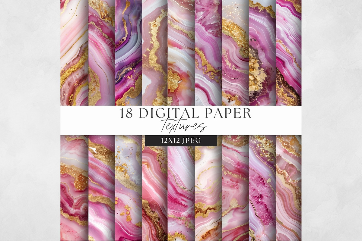 Pink Marble Texture Pack Rose Quartz, a Decorative Illustration by illuztrate (Photo 4 of 4)