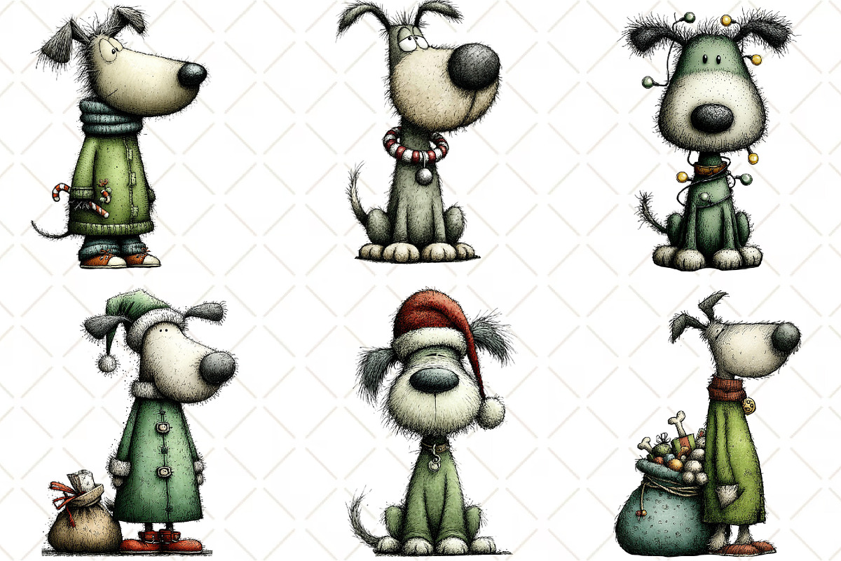 Quirky Christmas Dog Clipart, an Illustration by Black Bird Studio (Photo 6 of 6)