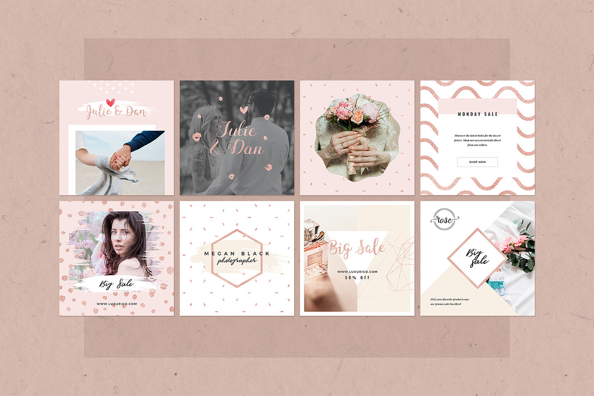 Rosegold Instagram Pack, a Social Media Template by Crevo Studio (Photo 4 of 7)