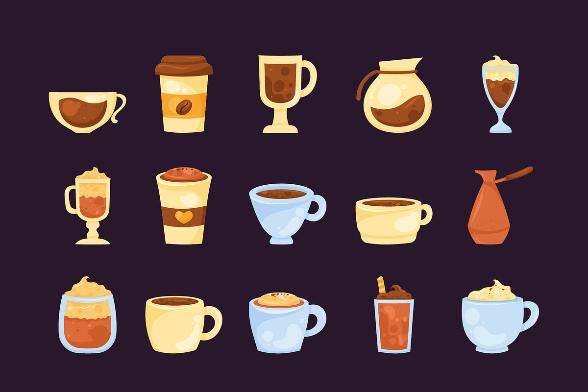 Coffee Drinks Illustration Set