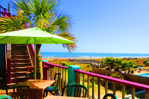 Ocean View with Green Umbrella