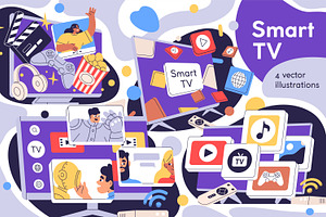 Smart TV, television concepts set, a Technology Illustration by Good Studio
